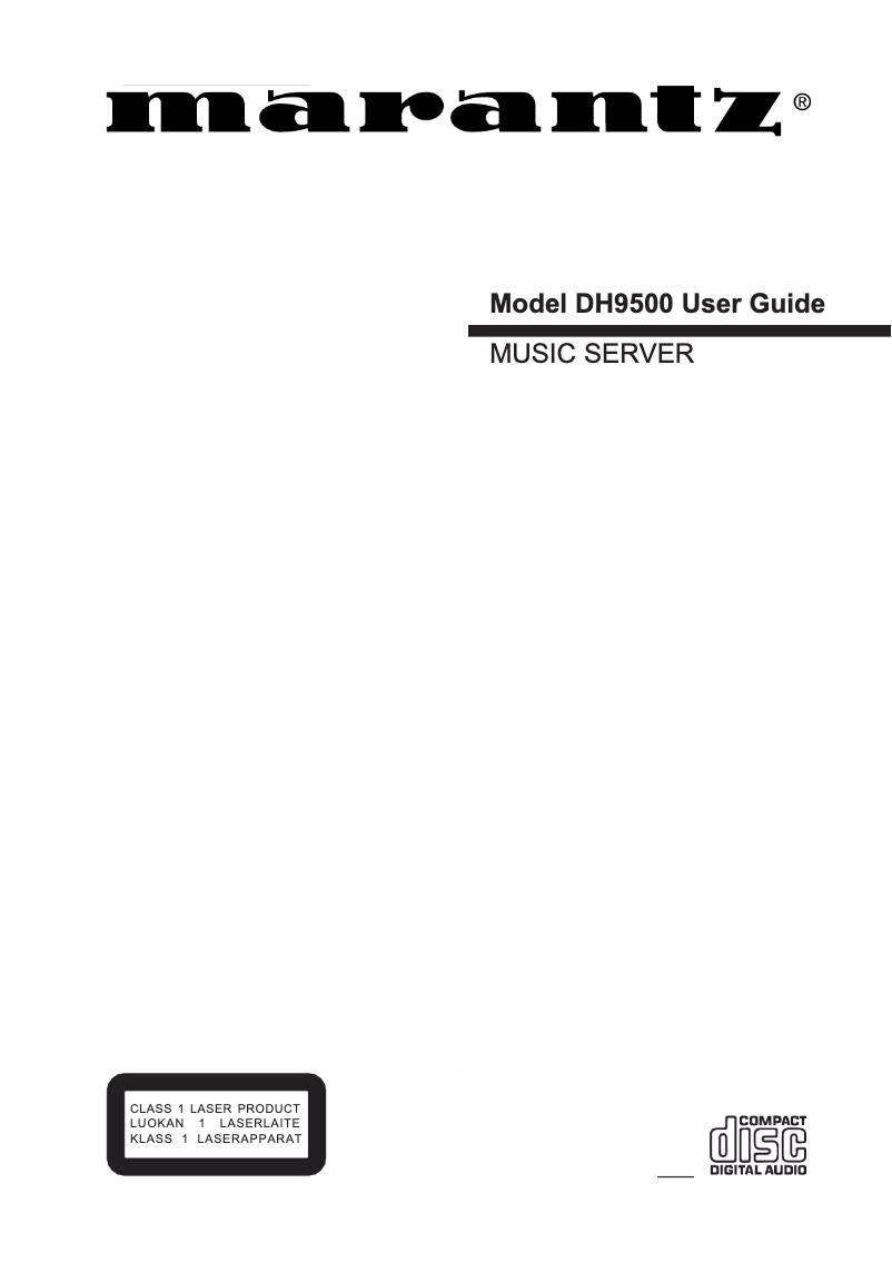 Page 1 of the manual User Manual Marantz DH9500