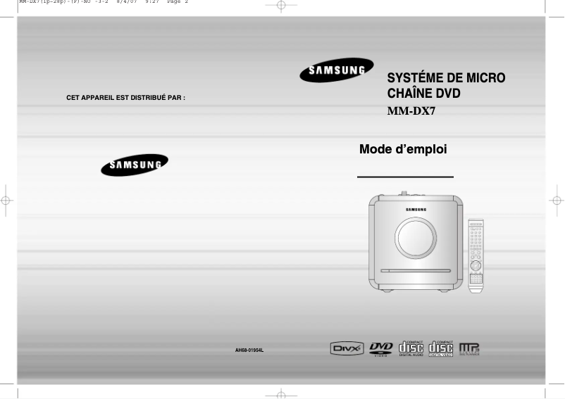 Page 1 of the manual User Manual Samsung MM-DX7