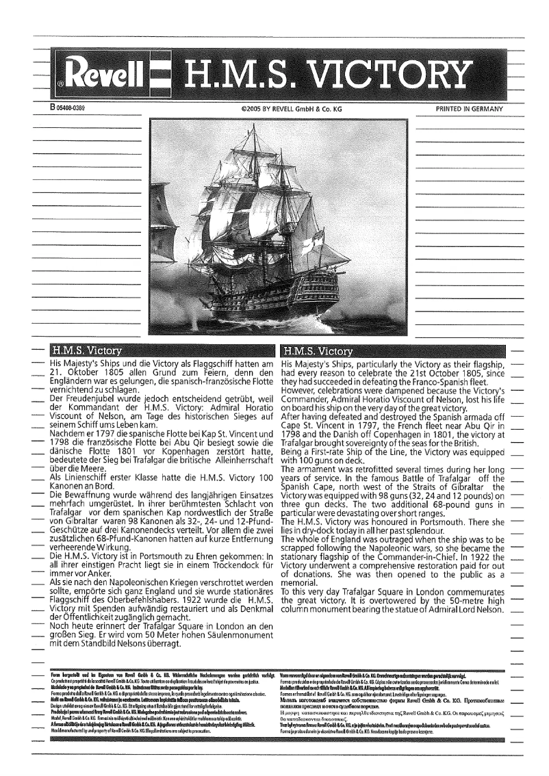 Page 1 of the manual User Manual Revell H.M.S. Victory