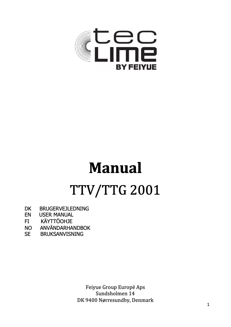 First page image of the manual for TTG 2001