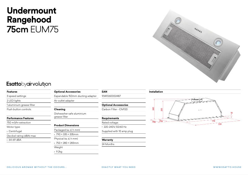 First page image of the manual for EUM75