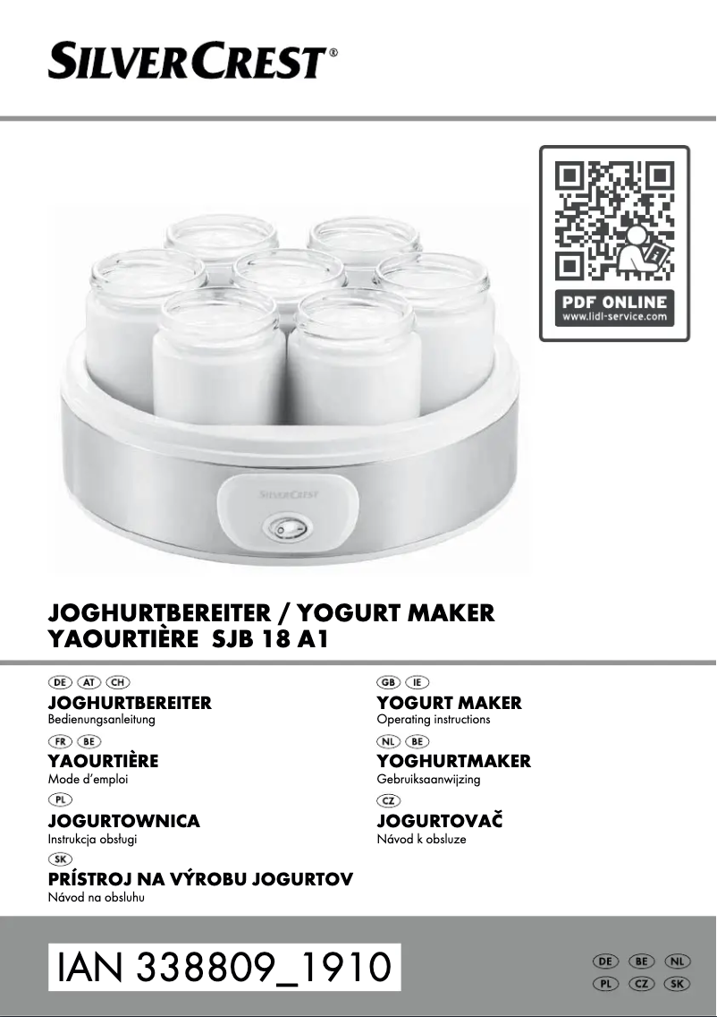 First page image of the manual for SJB 18 A1