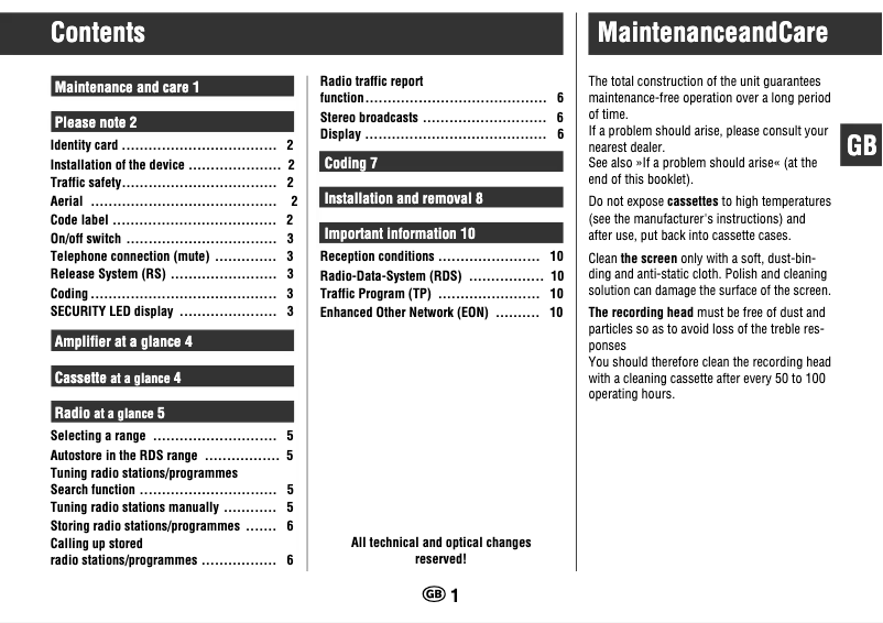 First page image of the manual for WKC 1703 RDS