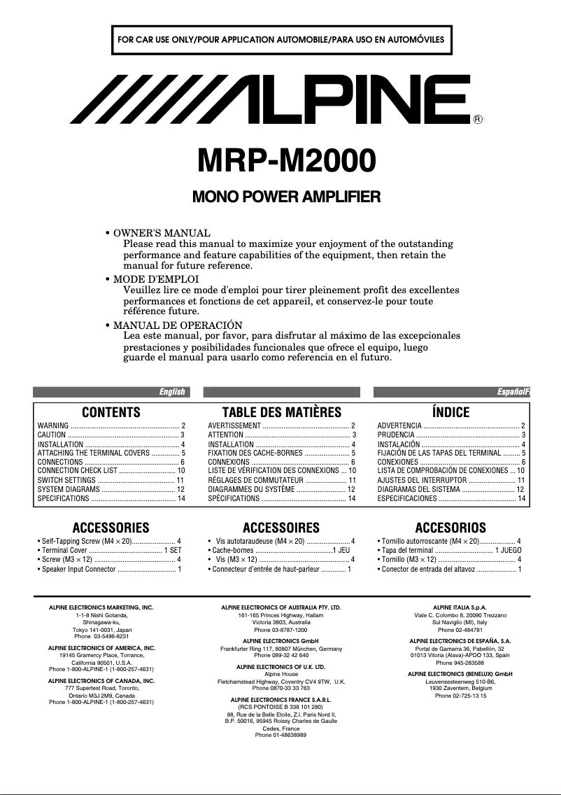 First page image of the manual for MRP-M2000