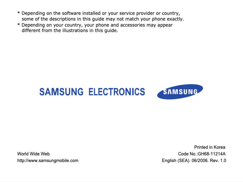 Page 1 of the manual User Manual Samsung SGH-E900