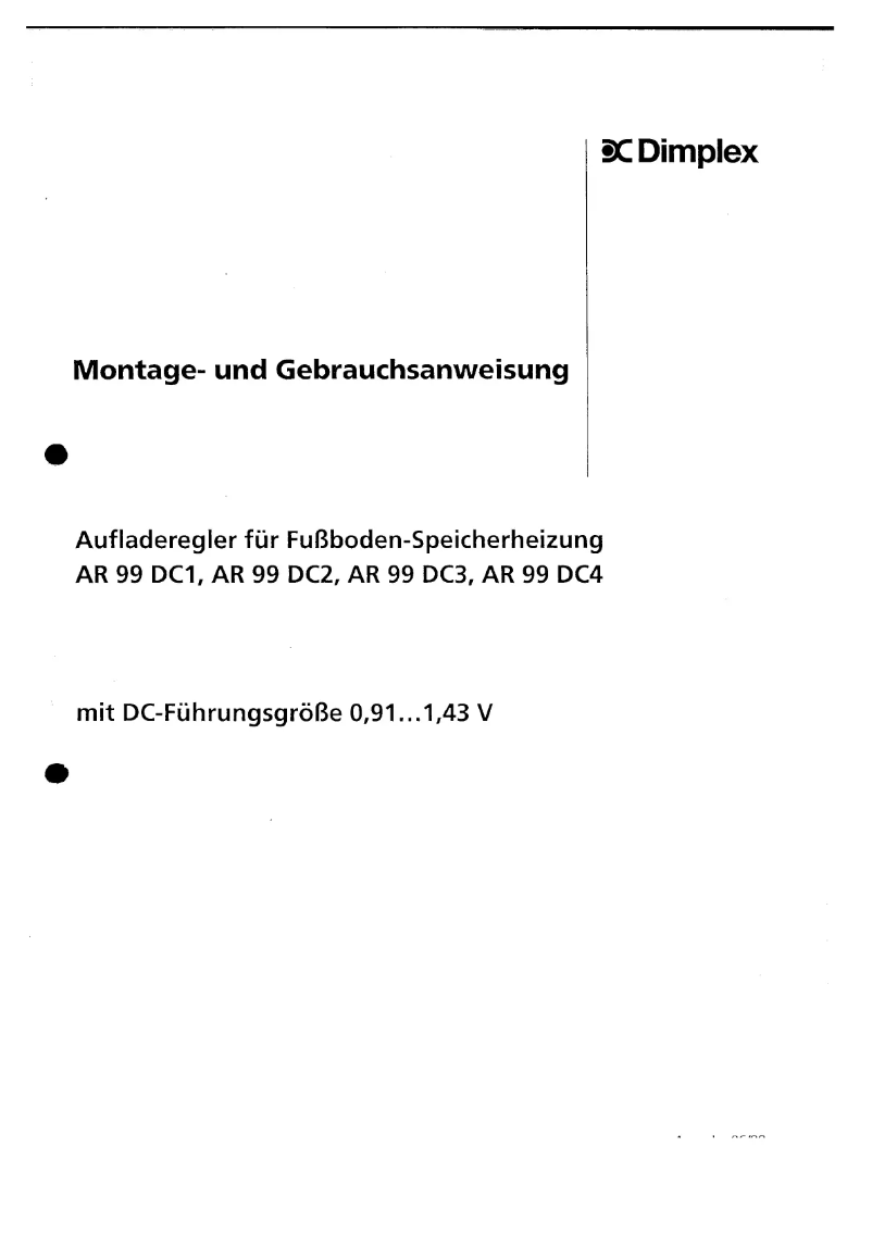 Page 1 of the manual User Manual Dimplex AR99DC2