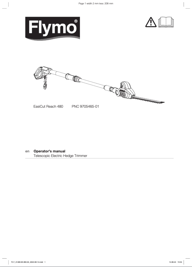Image de la première page du manuel de l'appareil EasiCut Reach 480