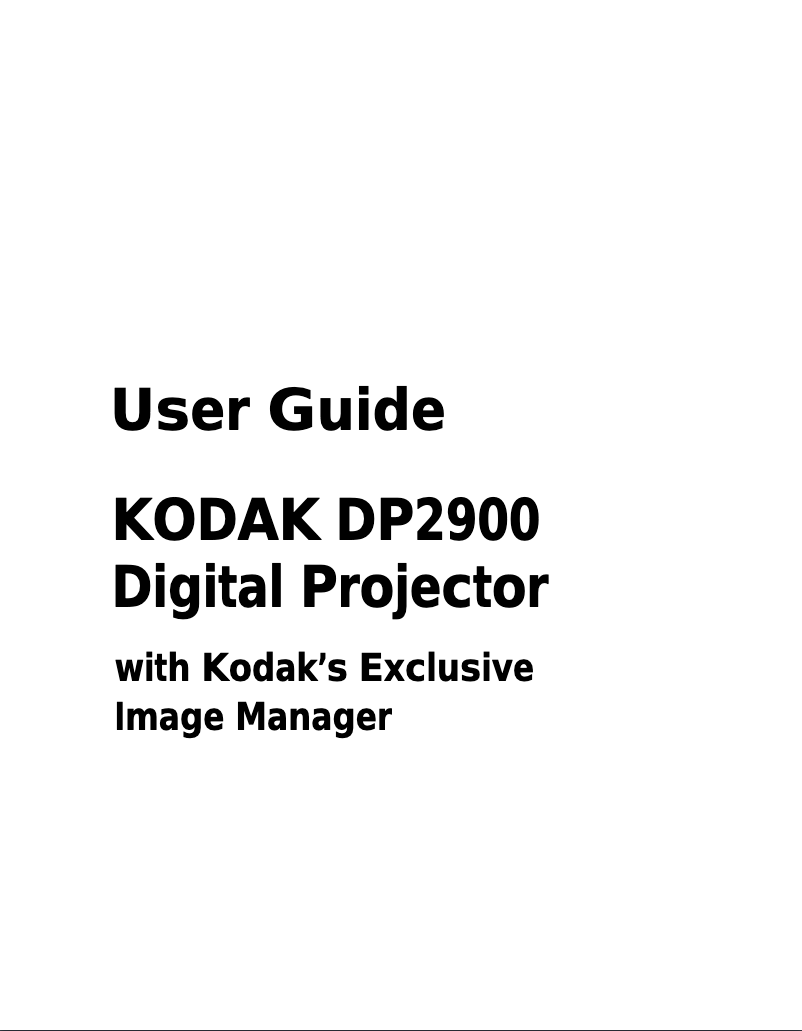 Page 1 of the manual User Manual Kodak DP2900
