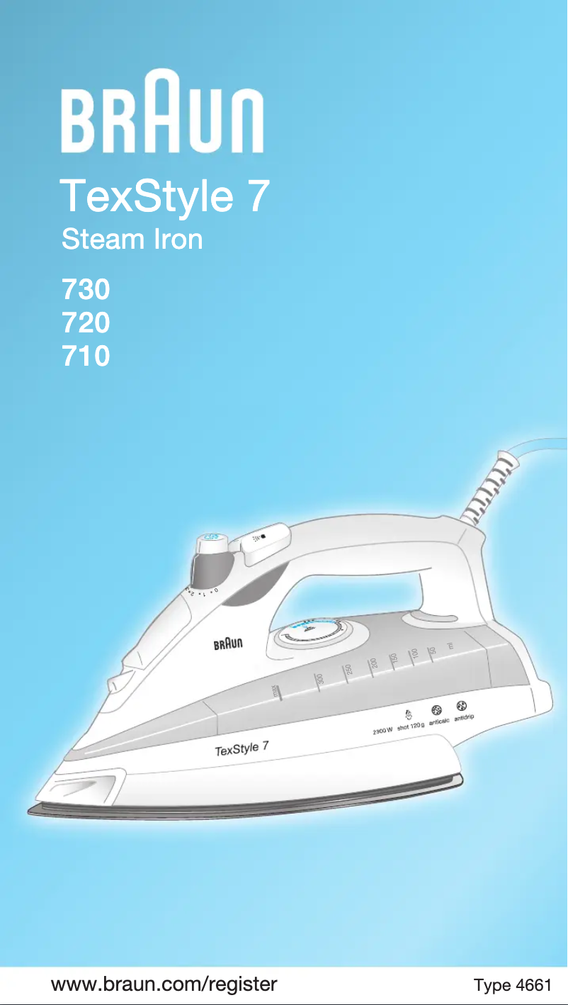 Page 1 of the manual User Manual Braun TexStyle 7 710