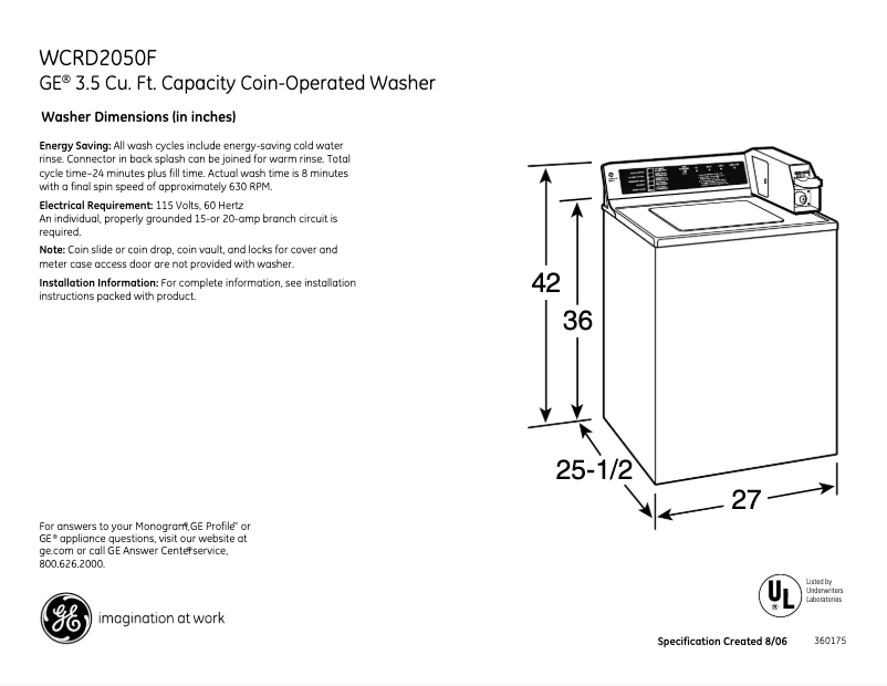 First page image of the manual for WCRD2050FWC