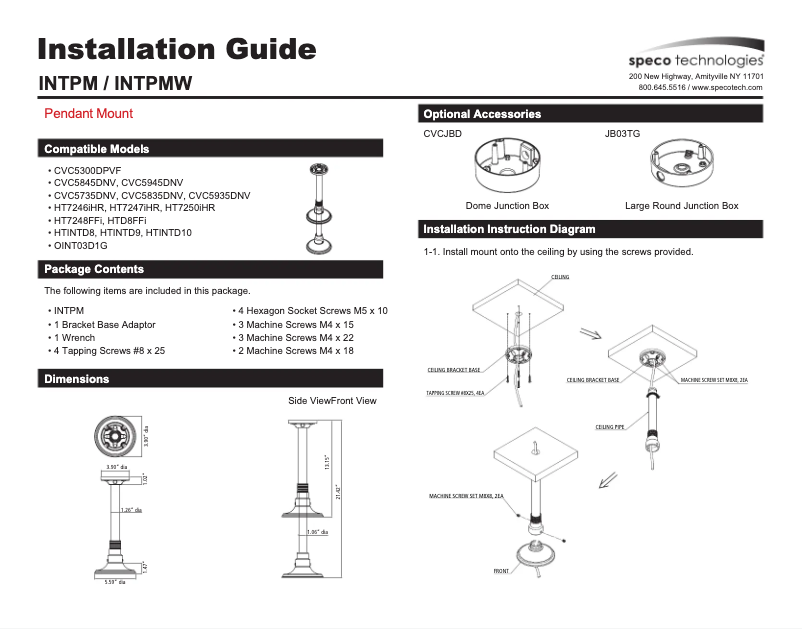 Page 1 of the manual User Manual Speco Technologies INTPM