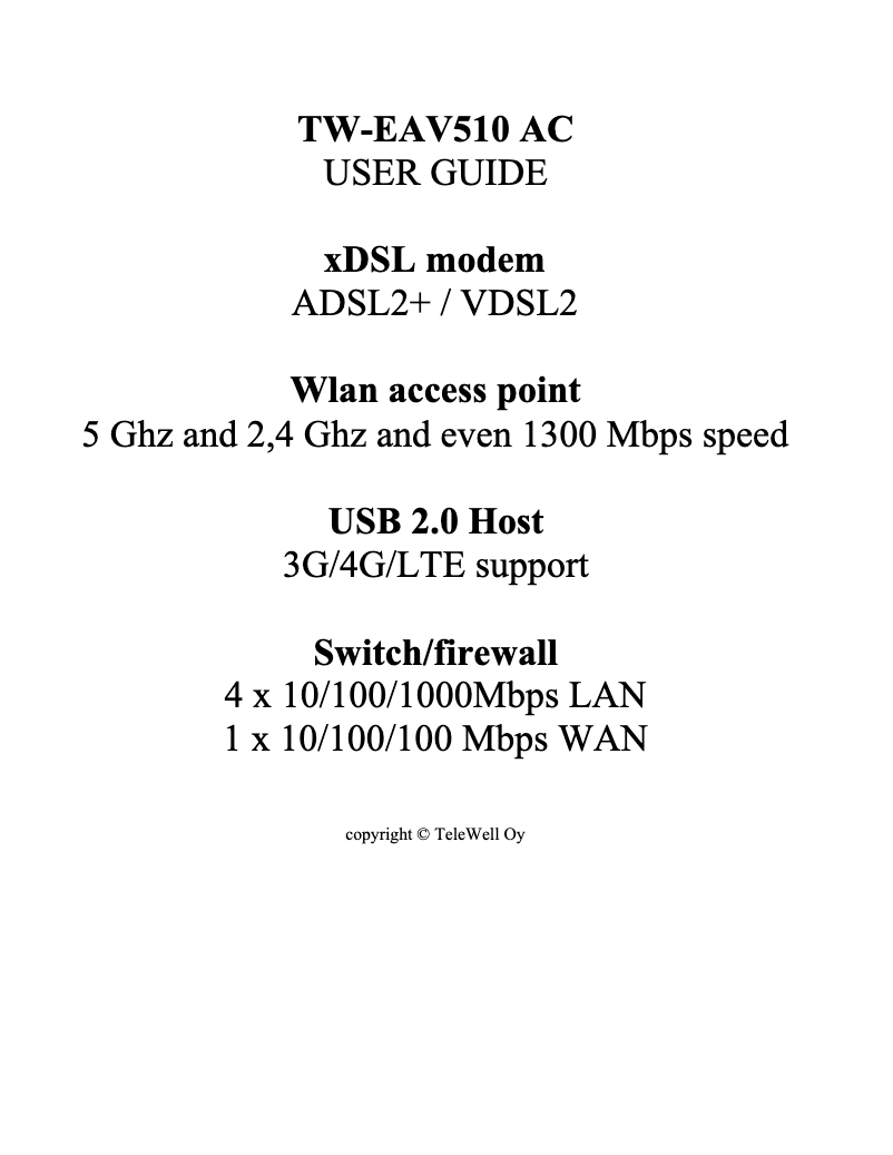 First page image of the manual for TW-EAV510 AC