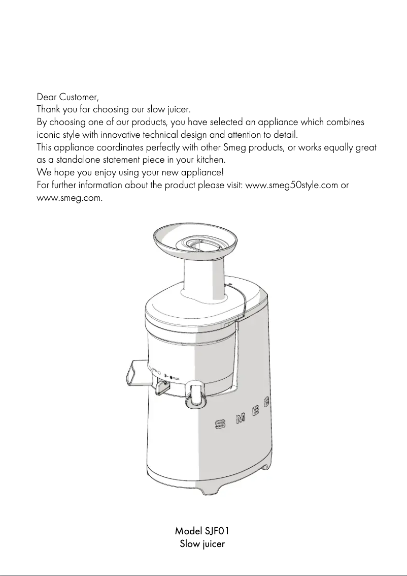 First page image of the manual for SJF01