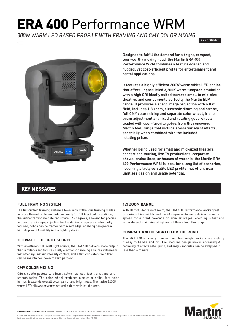 First page image of the manual for ERA 400 Performance WRM