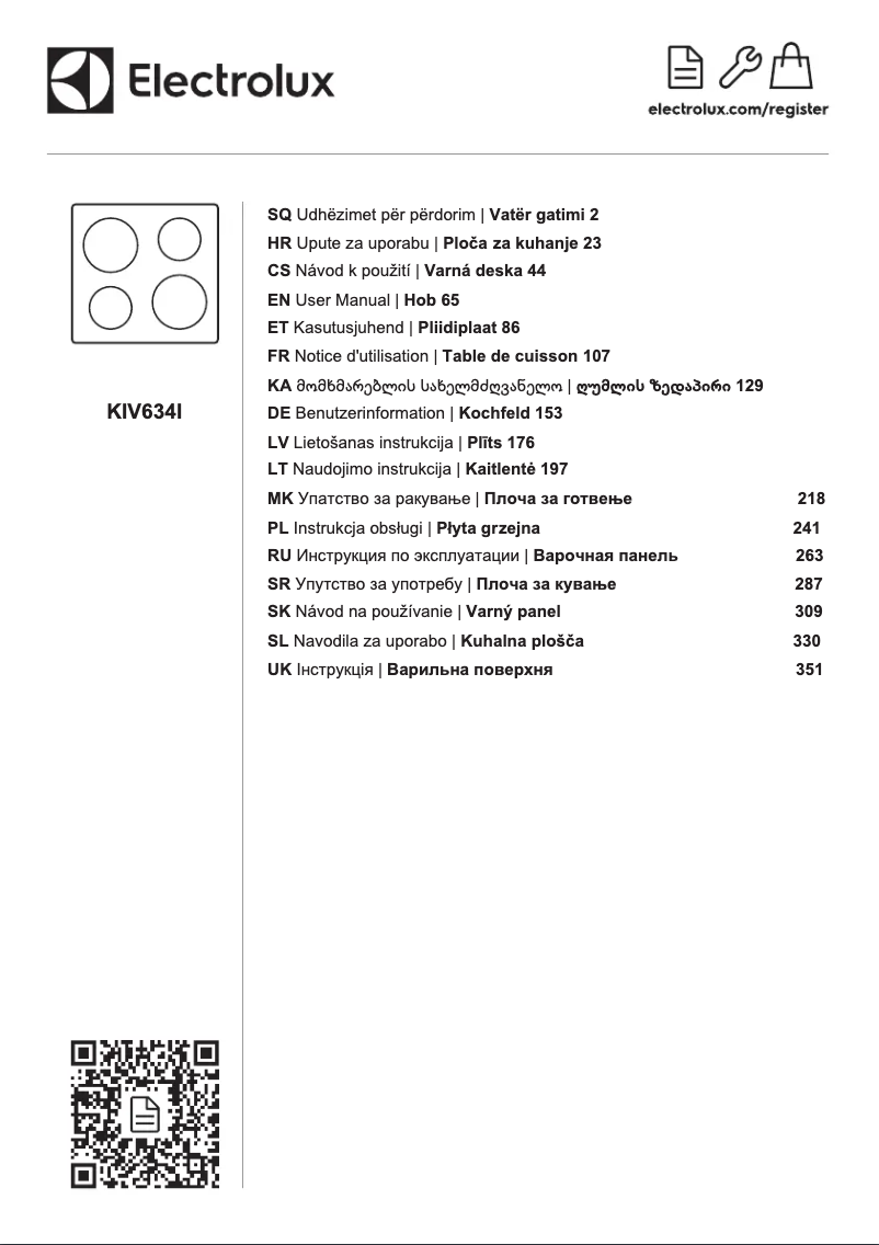 Page 1 of the manual Technical Sheet Electrolux KIV634I