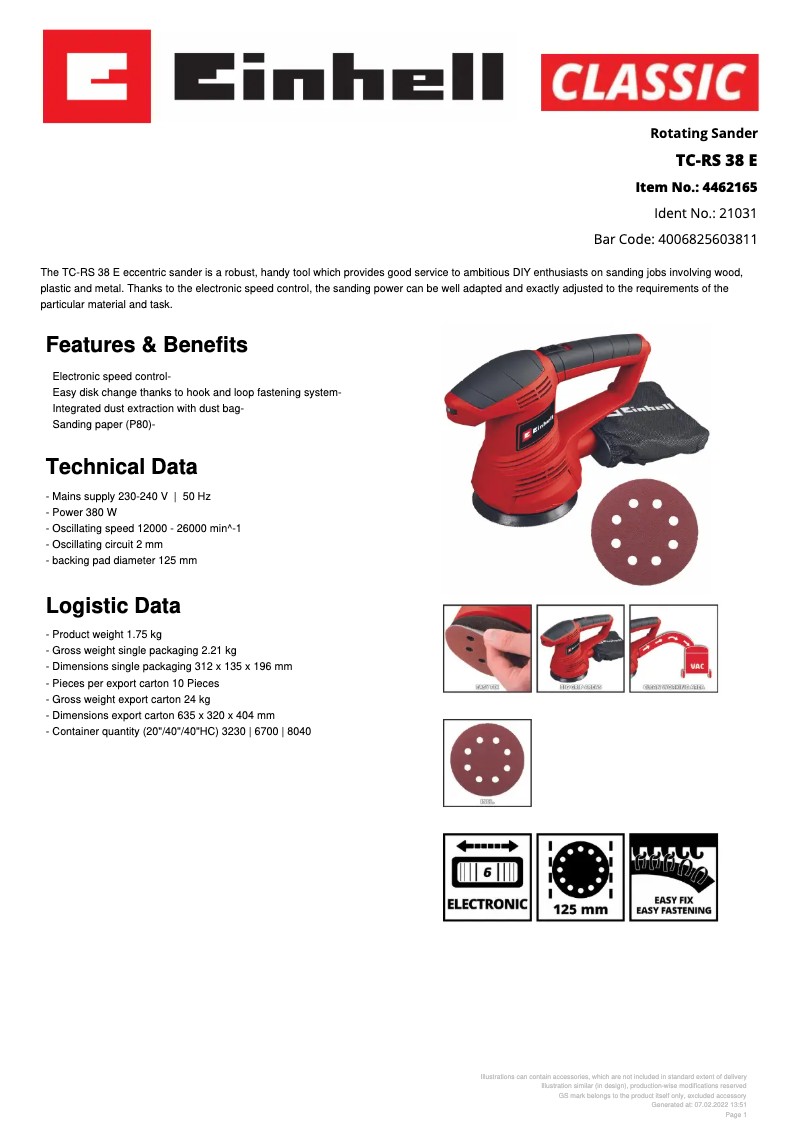 First page image of the manual for TC-RS 38 E