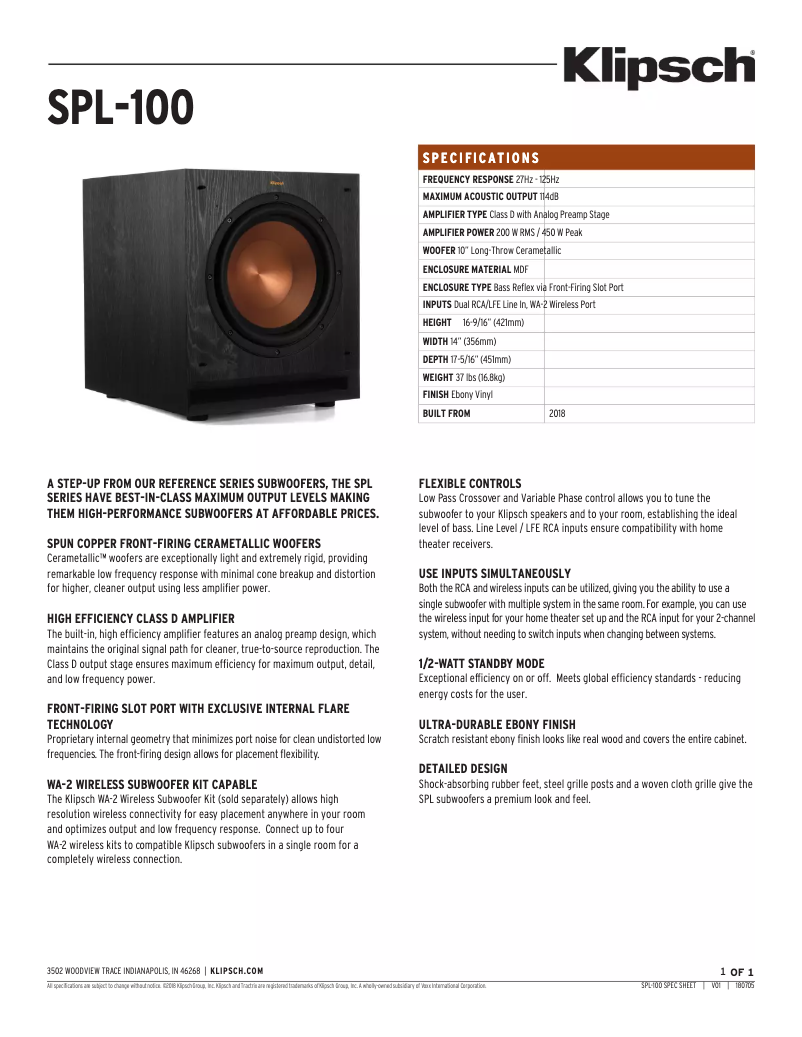 First page image of the manual for SPL-100