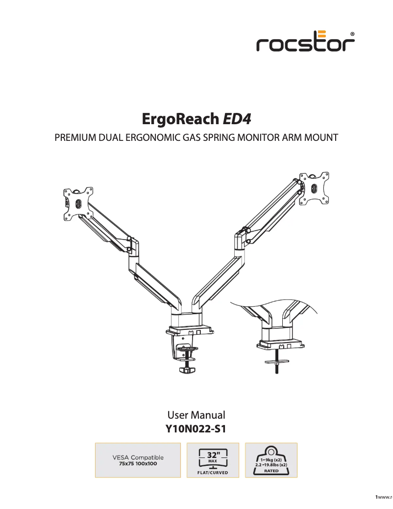 Page 1 of the manual User Manual Rocstor ErgoReach ED4