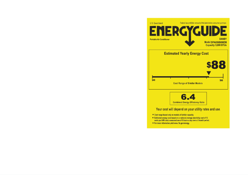 Page 1 of the manual Energy Label Danby DPA058B6WDB