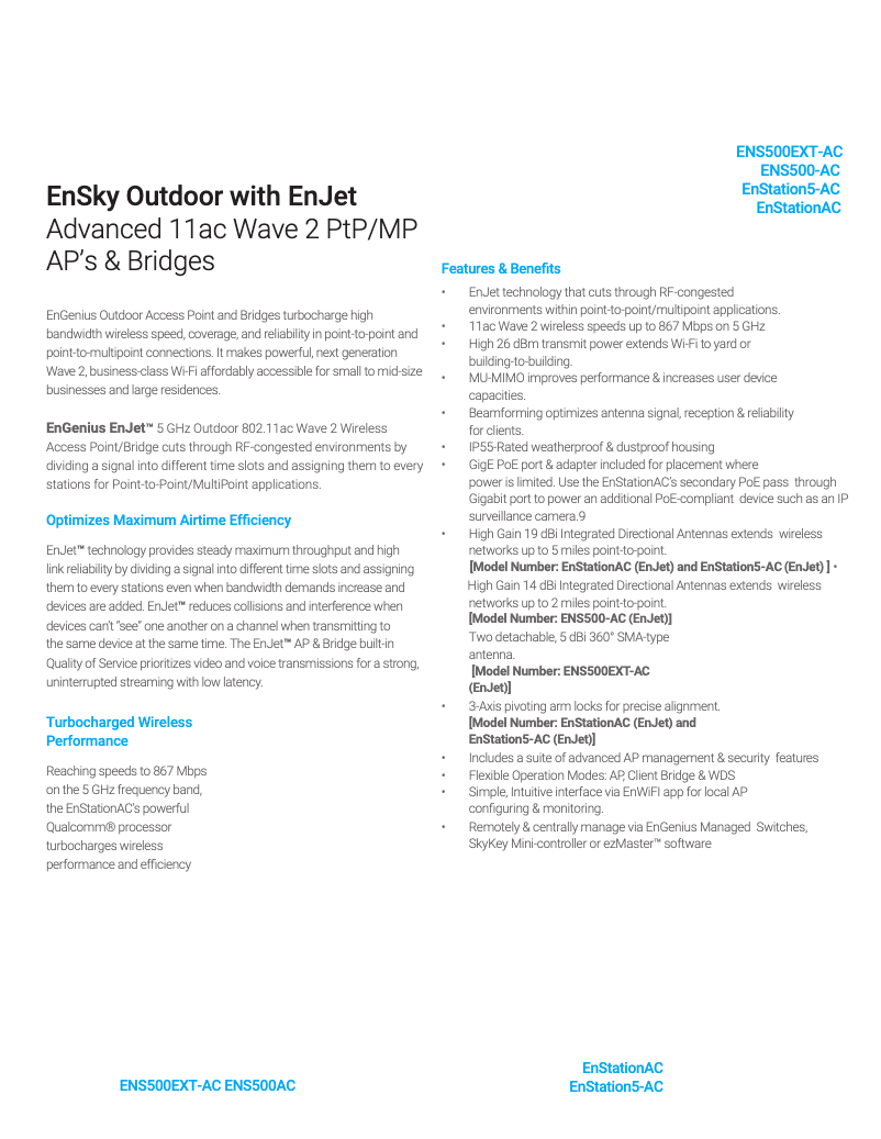 First page image of the manual for ENS500EXT-AC