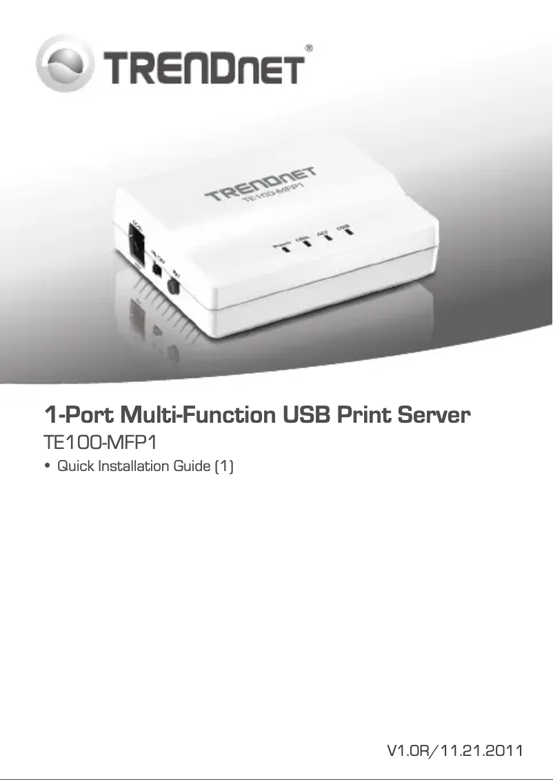 First page image of the manual for TE100-MFP1