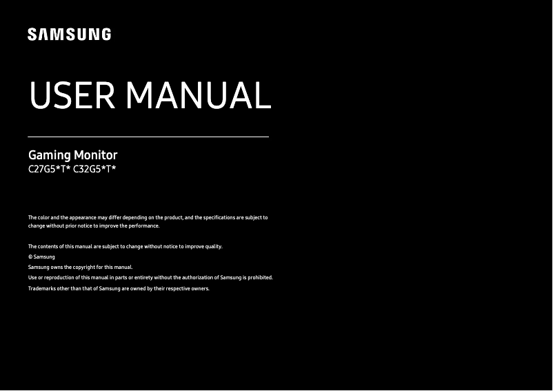 First page image of the manual for LC27G55TQWN