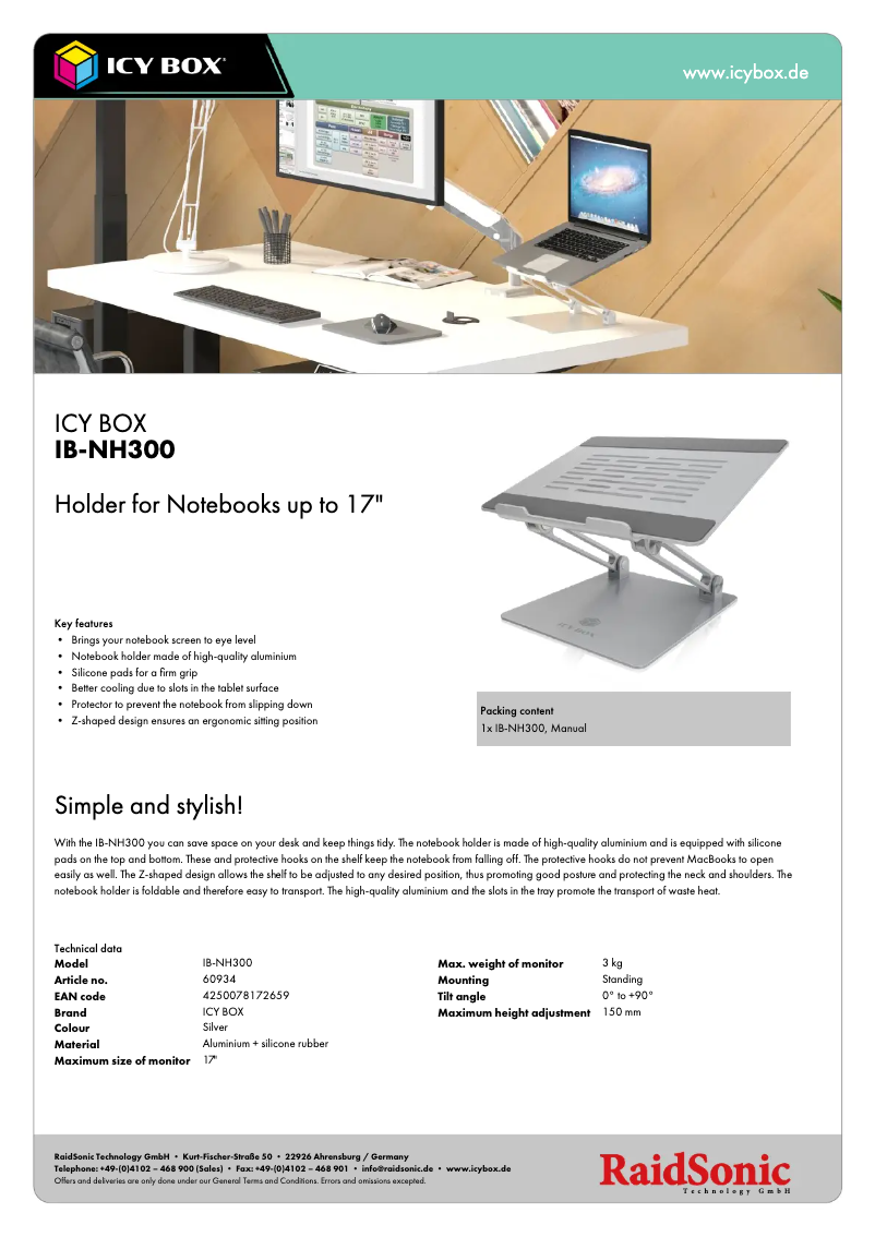 Page 1 of the manual Technical Sheet Icy Box IB-NH300