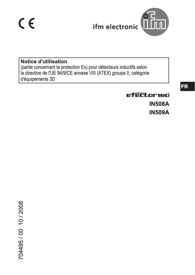 Page 1 of the manual User Manual IFM IN509A