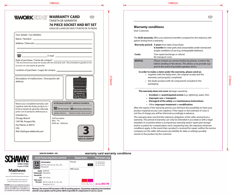 First page image of the manual for 76 Piece Socket Bit Set
