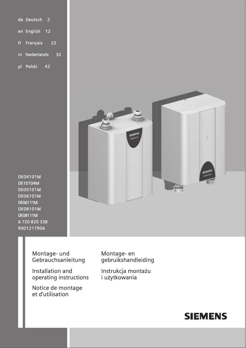 Page 1 of the manual User Manual Siemens DE04101M