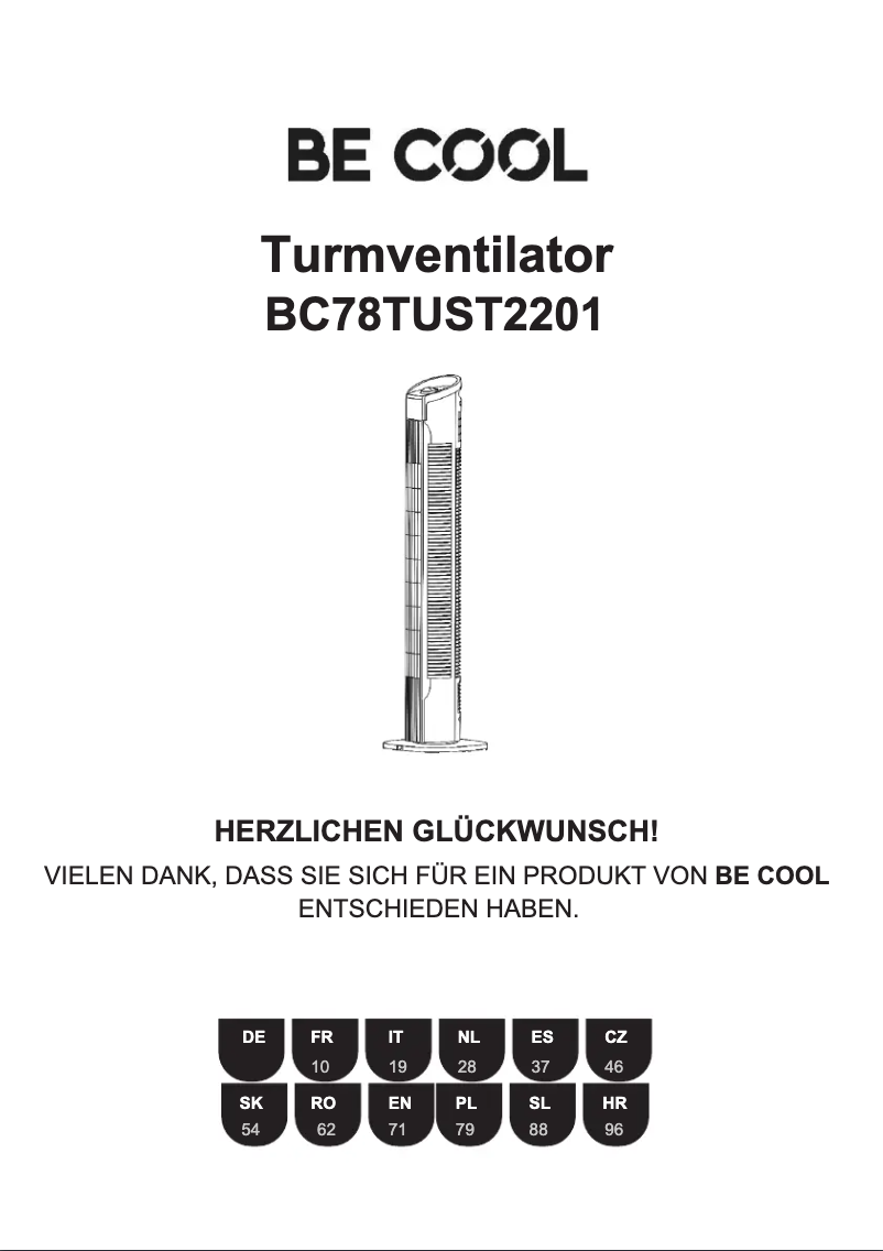 Page 1 de la notice Manuel utilisateur Be Cool BC78TUST2201