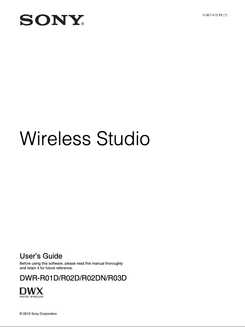 Page 1 of the manual User Manual Sony DWR-R01D