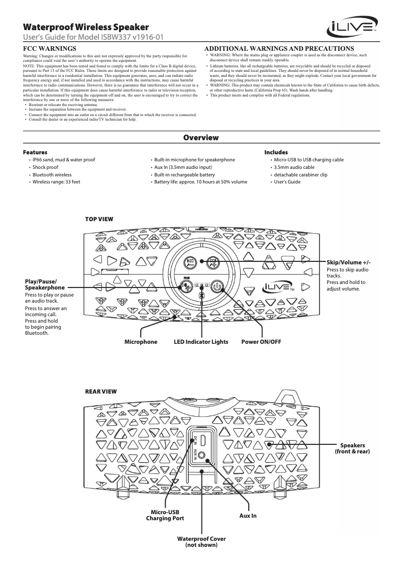 Page 1 of the manual User Manual iLive ISBW337