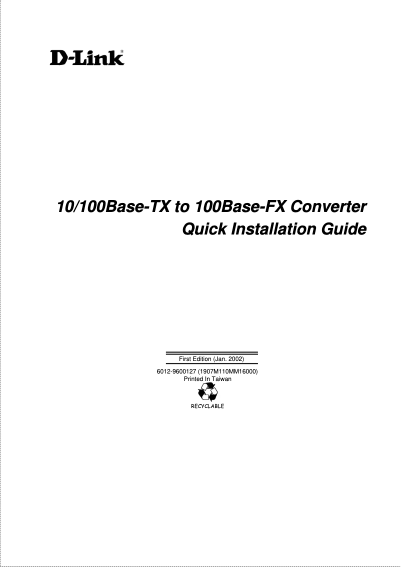 Page 1 of the manual Installation Guide D-Link DMC-300M