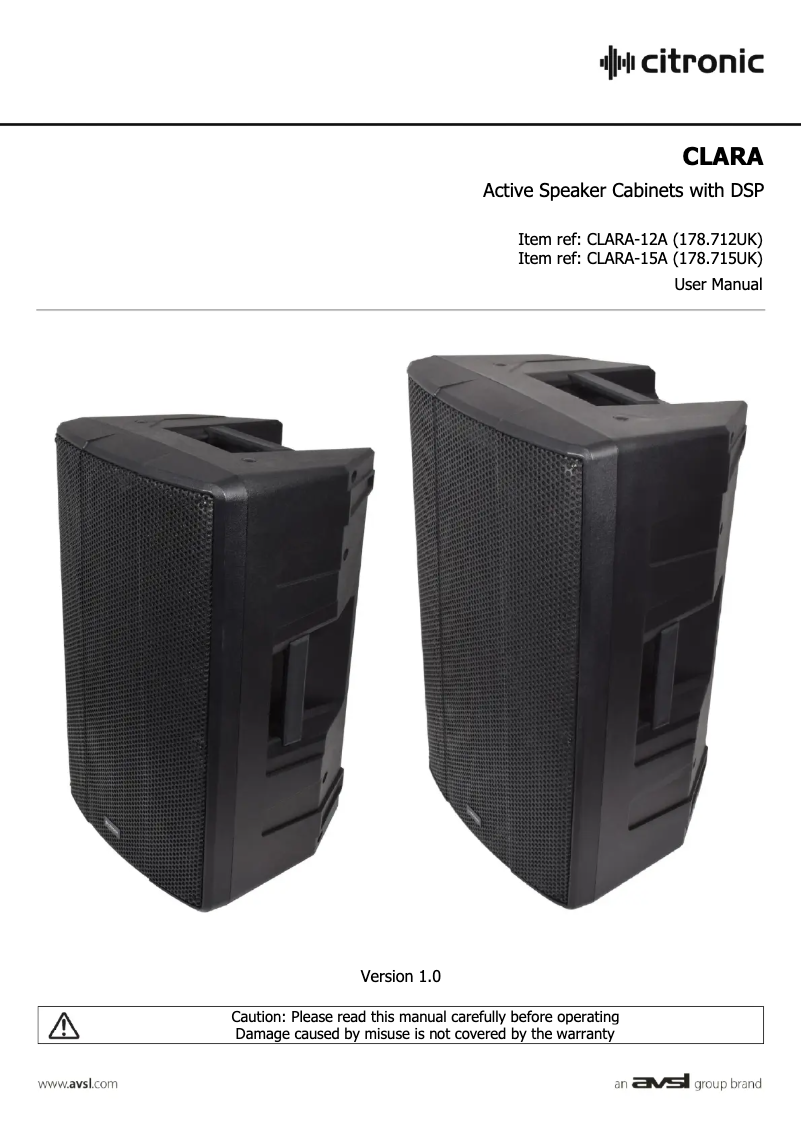 First page image of the manual for CLARA-12A