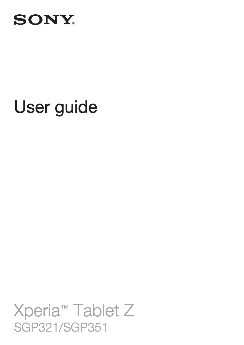 Page 1 of the manual User Manual Sony Xperia Z Wifi