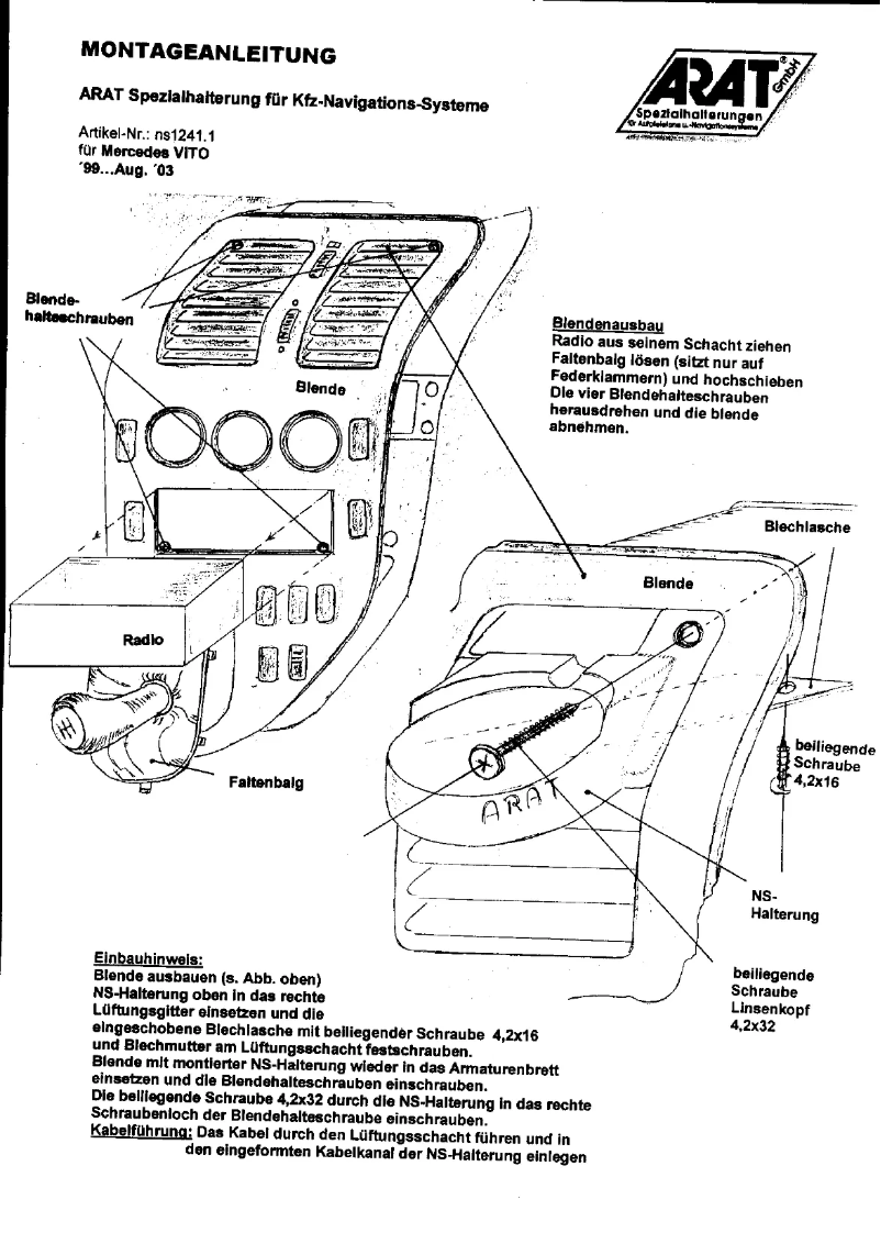 Page 1 of the manual User Manual Arat NS1241.1