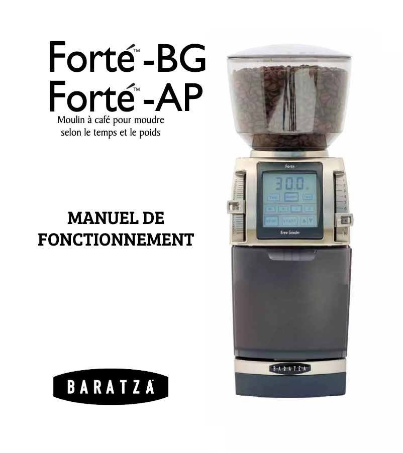 Page 1 of the manual User Manual Baratza Forte