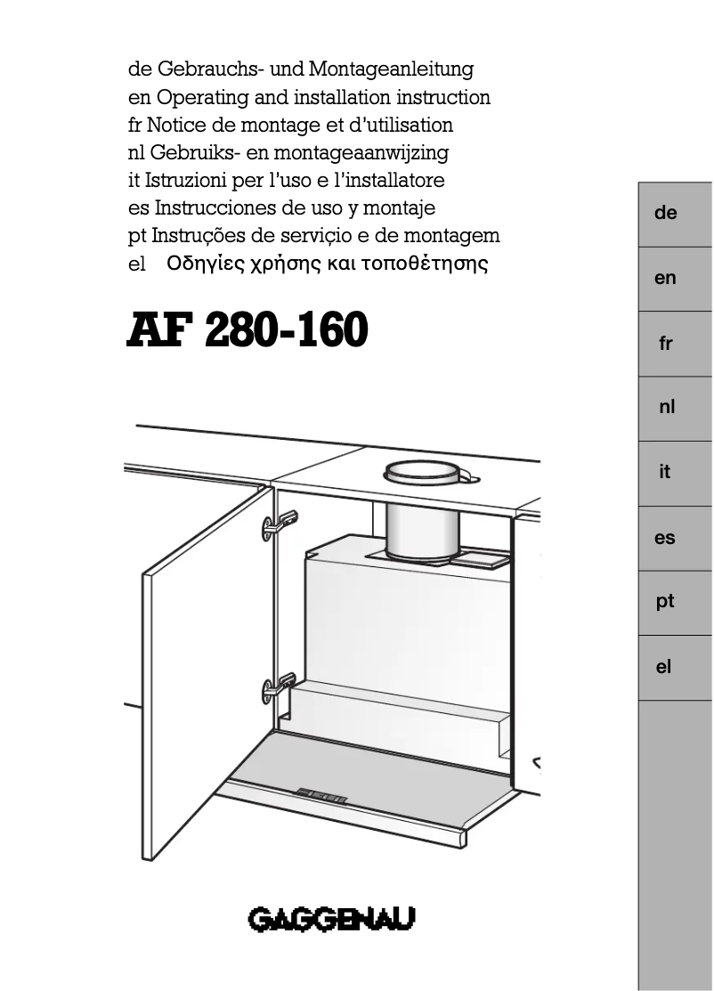Page 1 of the manual User Manual Gaggenau AF 280160