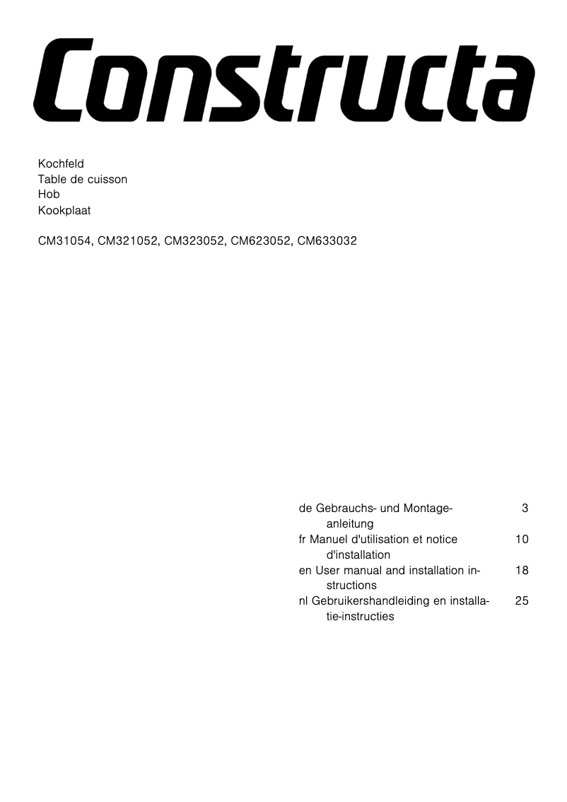 Page 1 of the manual User Manual Constructa CM321052