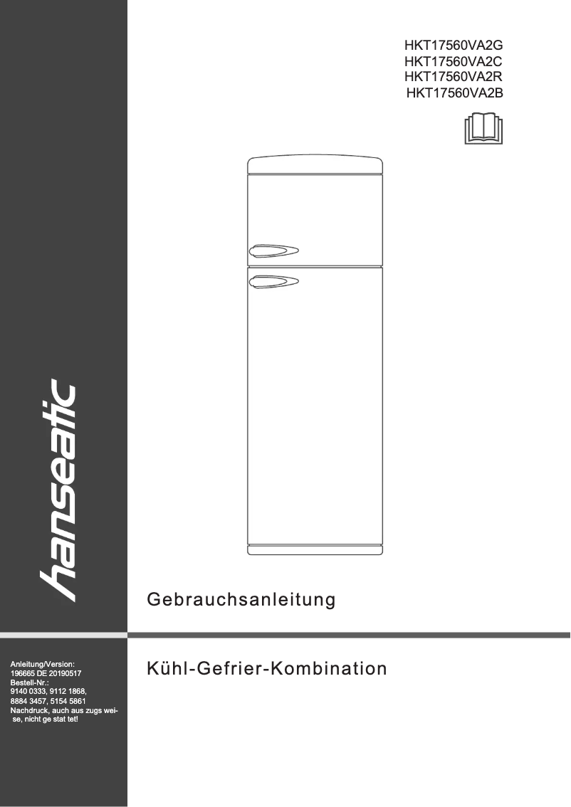 Page 1 of the manual User Manual Hanseatic HKT17560VA2G