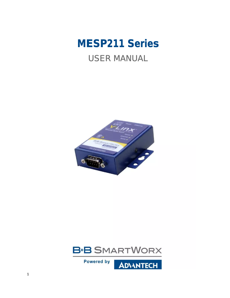 Page 1 of the manual User Manual B&B Electronics MESP211T