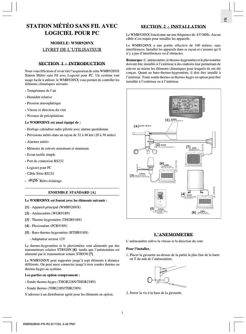 Page 1 of the manual User Manual Oregon Scientific AP 928