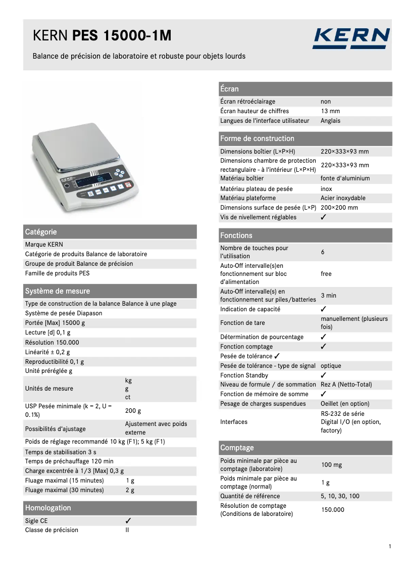 First page image of the manual for PES 15000-1M