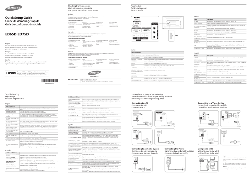 First page image of the manual for ED75D