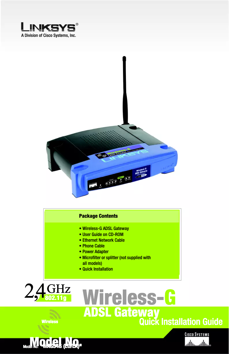 Page 1 of the manual User Manual Linksys Wireless-G WAG54G2
