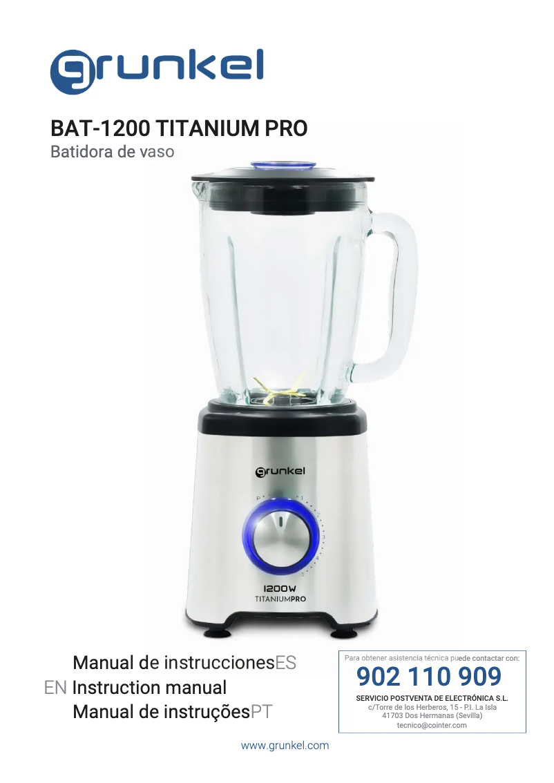 Page 1 of the manual User Manual Grunkel TITANIUM PRO BAT-1200