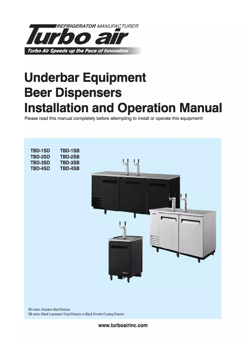 Page 1 of the manual User Manual Turbo air TBD-3SD