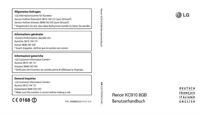 Page 1 of the manual User Manual LG KC910I