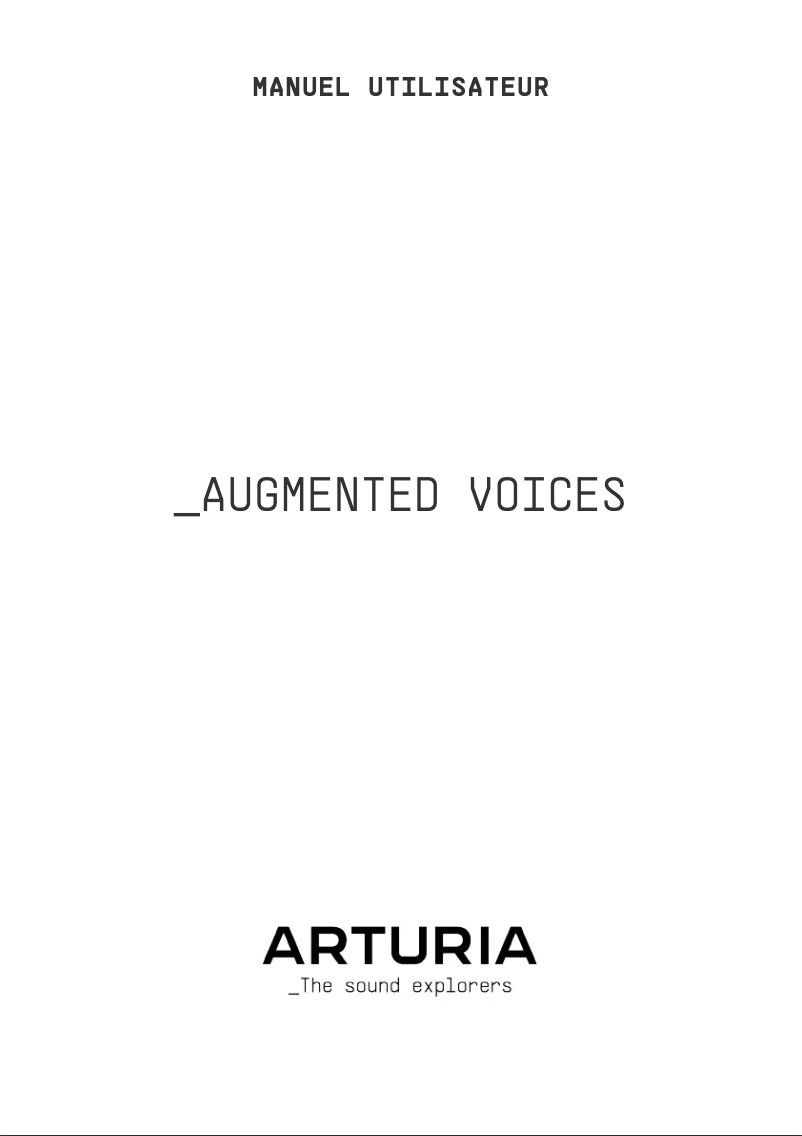 Page 1 of the manual User Manual Arturia Augmented VOICES